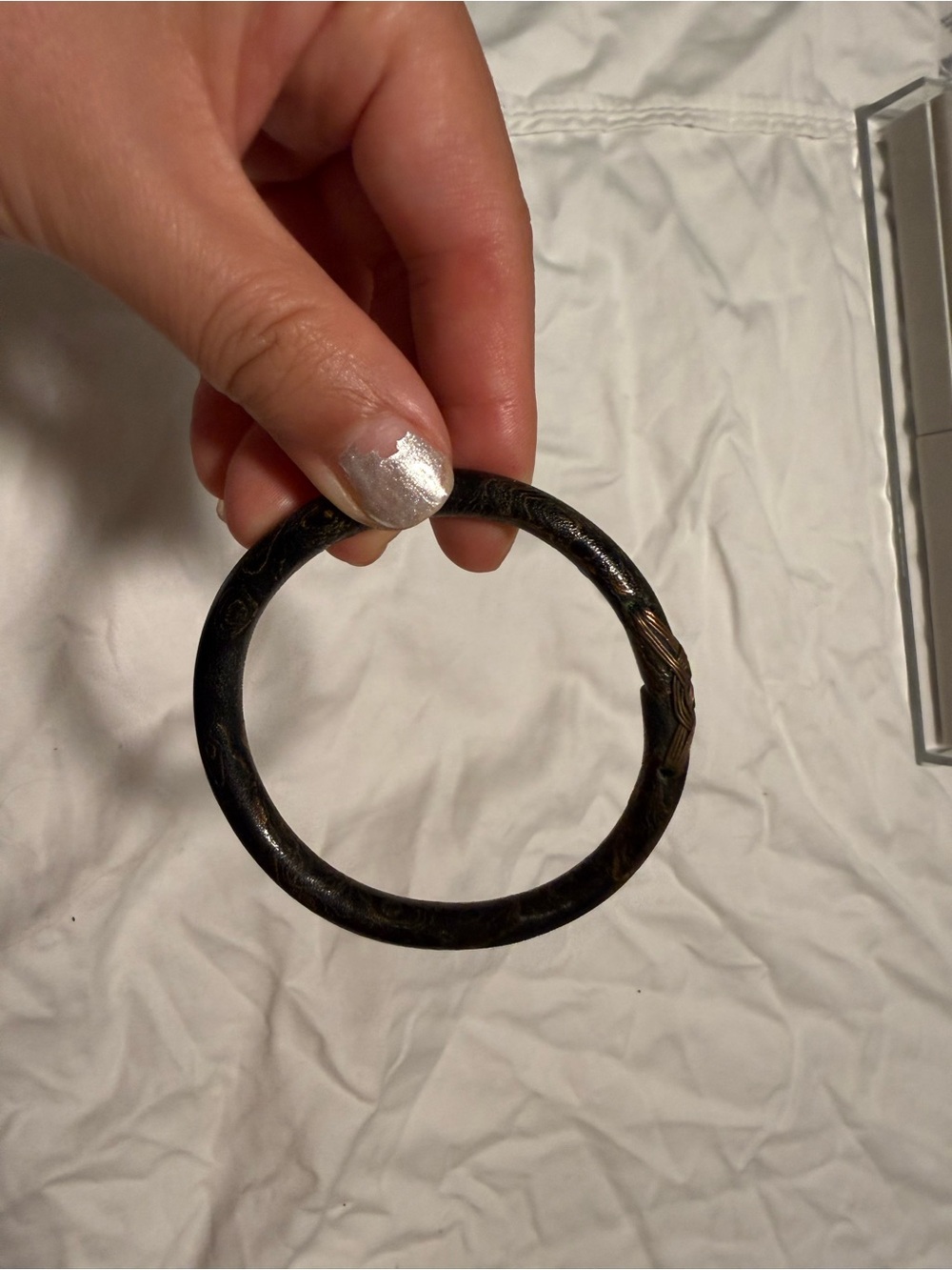 Bronze-Tone Carved Bangle Bracelet - Women Accessories